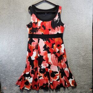 PERCEPTIONS New York Dress Womens‎ Size 18 Floral Sleeveless Cottagecore Flare